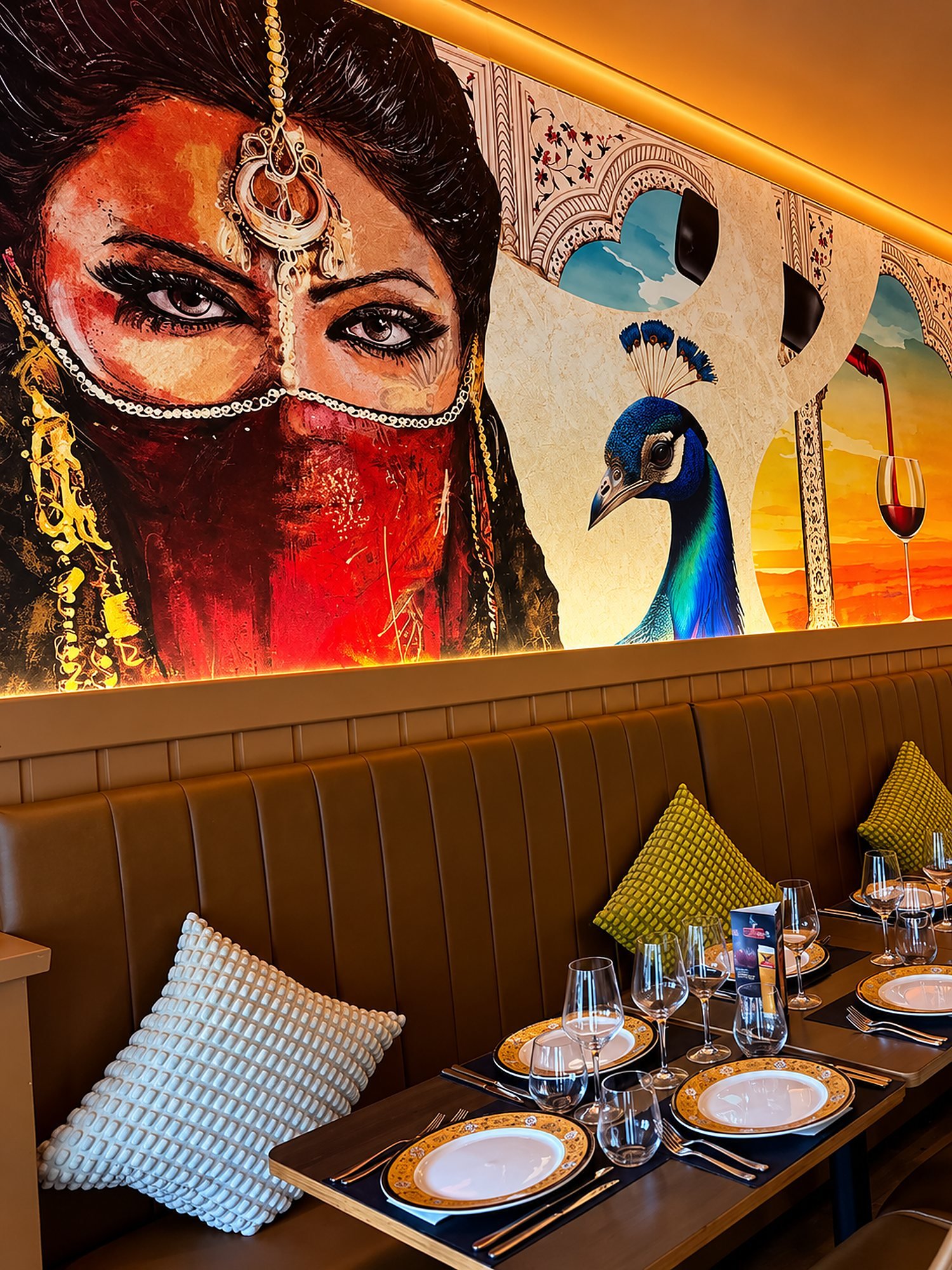 Hand-painted mural in the Urban Spices dining room, Balmain
